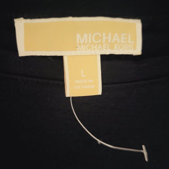 Michael Kors Womens L Dolman Sleeve Gold Zipper Shoulder Sweater Dress Navy Wool - Picture 2 of 8